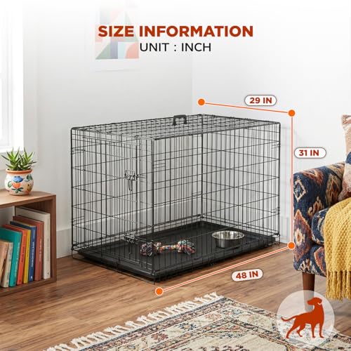 Image of BestPet | Dog Crate | 48 inch | Black | Foldable Metal Kennel with Single Doors
