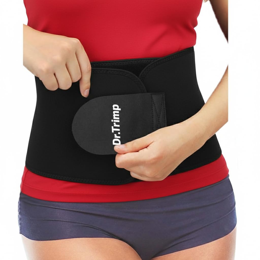 DR.TRIMP Neoprene Sweat Slim Waist Belt for Men & Women | Tummy Trimmer Belt for Exercise, Fat Loss & Stomach Shaping | Adjustable Sauna Waist Trainer for Workout & Core Support | Black | 120cm-image-25