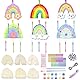 Forbabe Windspiel Bastelset Kinder 12 Stück, Regenbogen Deko Kindergeburtstag, Regenbogen Holz Klangspiel Basteln mit Hängendem Klangspiele zum Bemalen für Bastelideen Kindergeburtstag