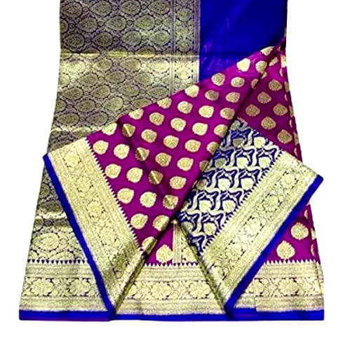 Generic purple banarasi silk saree in katan silk – image 2