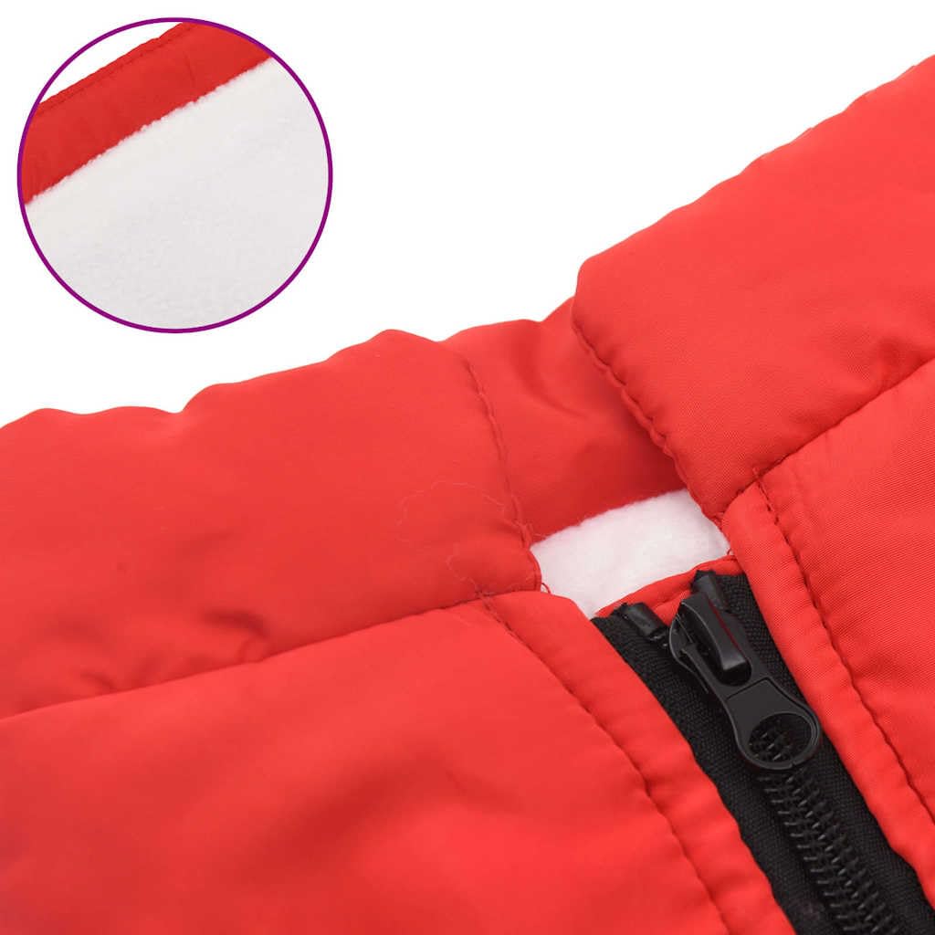 Hundemantel mit Geschirr wasserdicht reflektierend rot L40, Polyester Fleece warm, verstellbar mit D-Ring, ideal für Winter Herbst Outdoor Gassi bei Regen Schnee