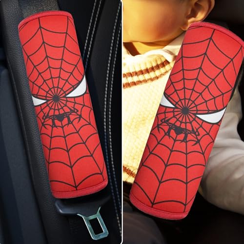 Image of Seat Belt Cover for Kids, Seat Belt Pad for Boys Girls, Car Seat Straps Shoulder Pads for Kids, Kid's Seat Belt Cushion, Shoulder Strap Pad, 1 Piece (Spider Hero)