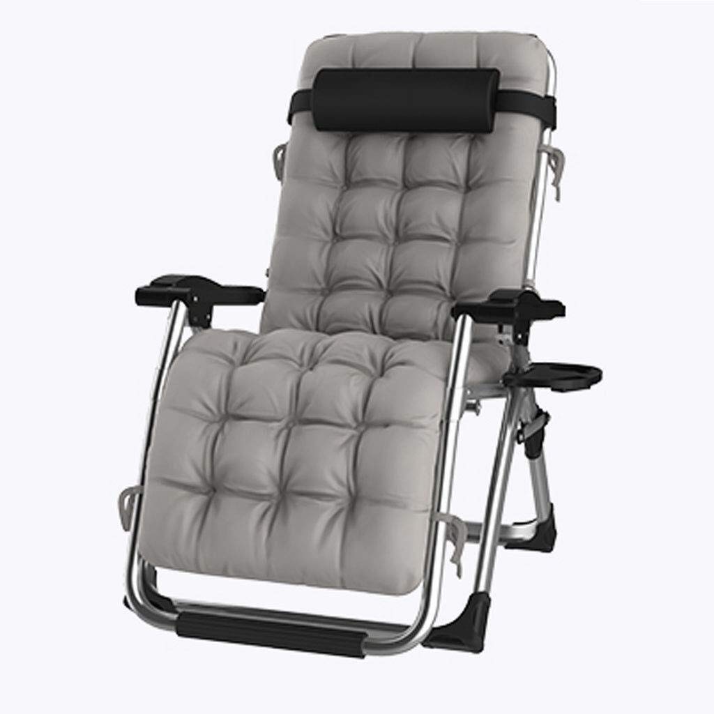 Chaise de terrasse inclinables pliante grise avec coussin de soutien Happy