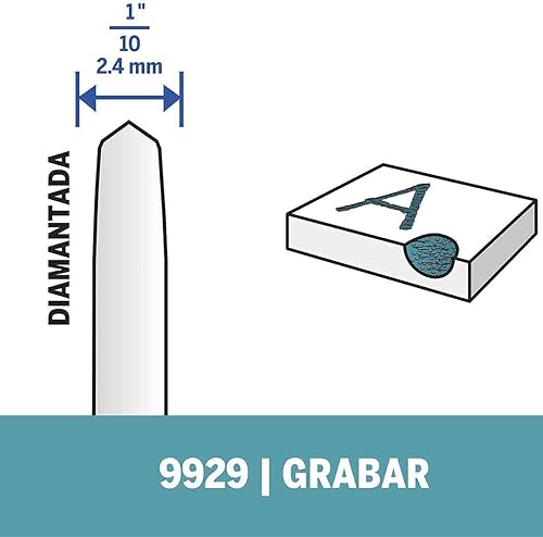 Miniatura 4 de Dremel 9929 - Broca de grabador de herramientas rotativas con punta de diamante perfecta para grabar metal vidrio y madera gris gris