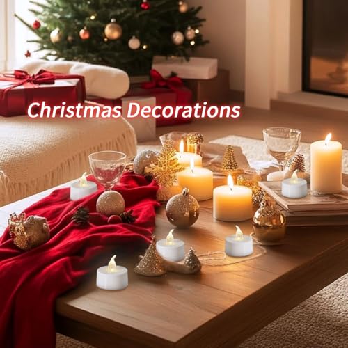 Image of LANKER Flameless Candles with 6H Timer, Flickering Warm White LED Tea Lights, Romantic Long Lasting Battery Operated Fake Candles for Party, Halloween and Christmas, Set of 24 (Warm White)