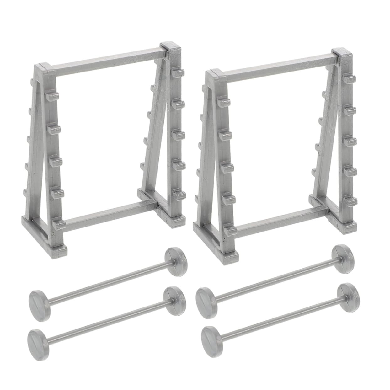 SUPVOX 2Pcs Miniature Barbell Rack Dollhouse Accessories 1/20 Scale Tiny Fitness Equipment Models for Home Gym Decor and Dollhouse Miniature Scene