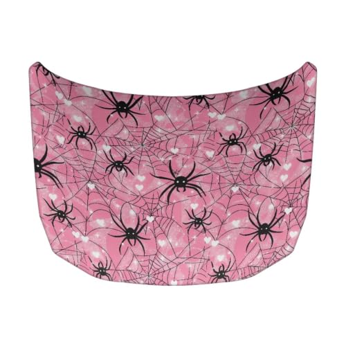 Image of Car Hood Cover Pink Spider Web Print Car Hood Protector Waterproof Universal Automotive Exterior Accessories Halloween Decorations for Compact Vehicles Sedans Trucks SUVs Pickup (59x39 Inch)