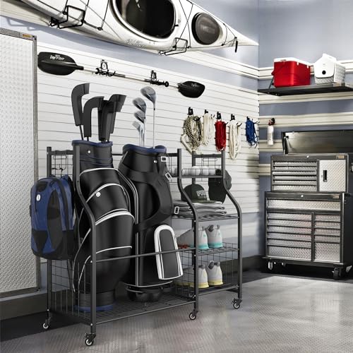 WALMANN Organizador de armazenamento de saco de golfe de garagem, suporte extra grande para bolsa de