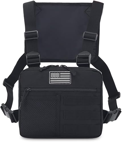 Vdones Bolsa táctica para el pecho para hombre, chaleco táctico Molle, riñonera para correr, mochila para el pecho, soporte para teléfono, bolsa de