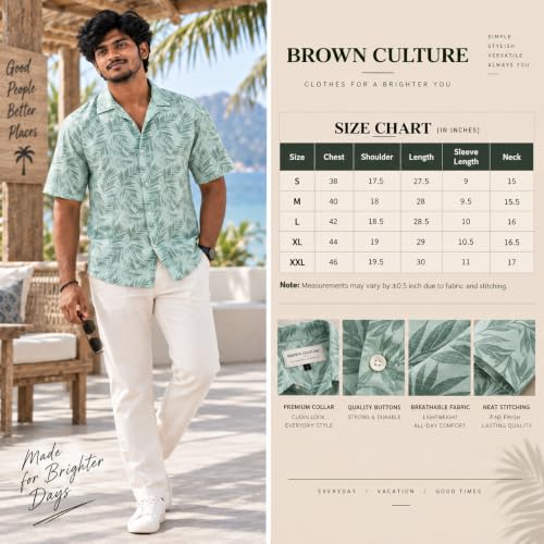 Image of BROWN CULTURE Printed Shirts for Men | Half Sleeve Shirt for Men | Cotton Half Sleeve | Cotton Blend Shirts for Men's | Casual Printed Shirt | Stylish Everyday Wear