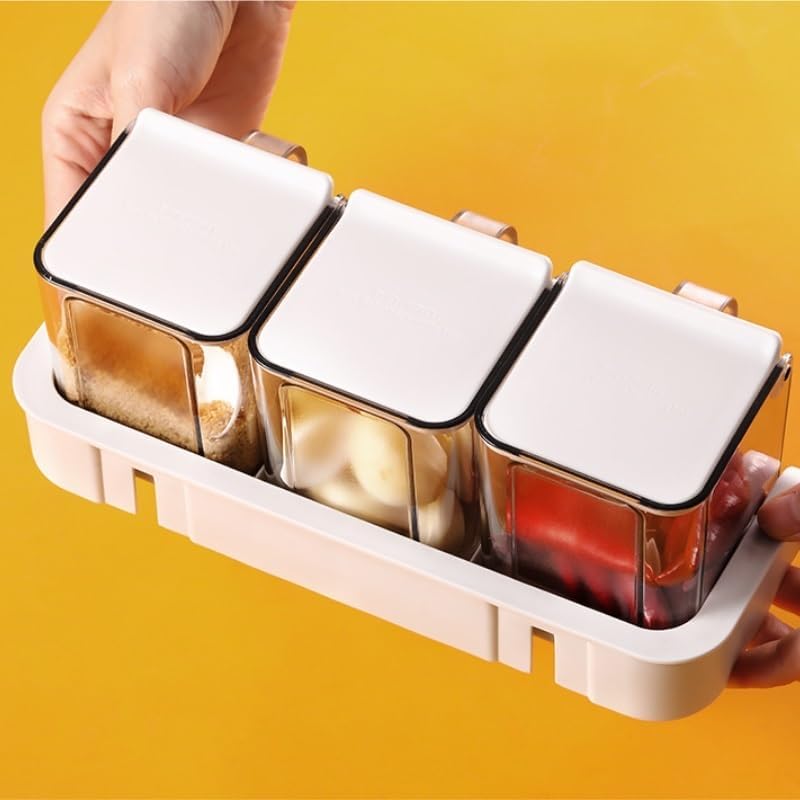 Wall Mounted Square Flavoring Container Kitchen Set of Seasoning Boxes