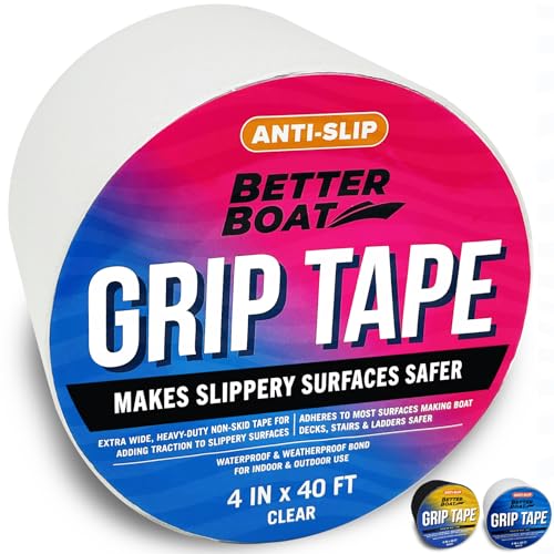 Image of Anti Slip Tape for Outdoor Stair Treads, Non-Skid Grip for Stairs | Steps, 4 inch x 40ft Roll, Clear Waterproof Traction, Weather-Resistant Friction Floor Tread for Dogs and Steps