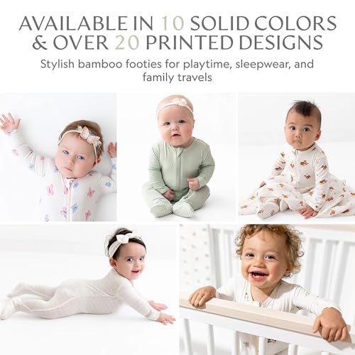Image of Bamboo Little Soft Baby Footie Pajamas, Baby Clothes, Newborn Sleepers, 95% Viscose and 5% Spandex, 0-24 Months