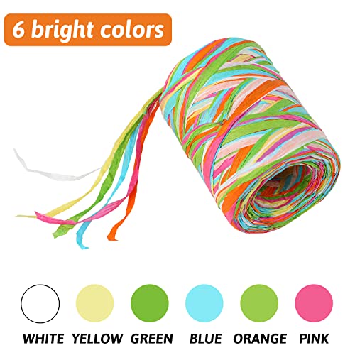 Foimas Colored Raffia Paper Ribbon,262Ft Craft Raffia Paper String Twine For Easter Spring Gift Wrapping Diy Craft Supply #TOP2