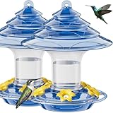 Birdream Hummingbird Feeder for Outdoors Hanging, 40 OZ Humming Birds Feeders with 10 Bee Guard Feeding Ports & Built-in Ant Moat and Brush, Bird Feeder for Outside, Gifts for Women - Blue