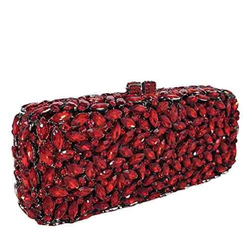 Image of Boutique De FGG Women Crystal Clutch Bag Minaudiere Box Handbag Party Prom Rhinestone Clutch Purse Wedding Bag, Mini