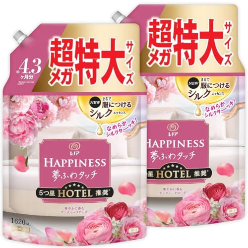 【Amazon.co.jp限定】【大容量・2個セット】レノア ハピネス 夢ふわタッチ 柔軟剤 アンティークローズ 詰め替え 1620ml×2個