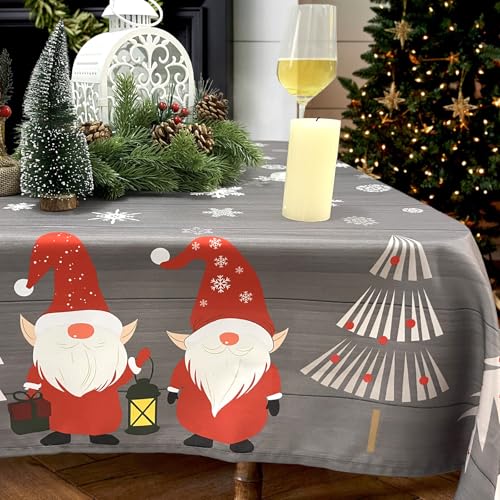 Zmorfiya Grau Weihnachten Tischdecke 150x300cm, Abwischbar Rechteckig...
