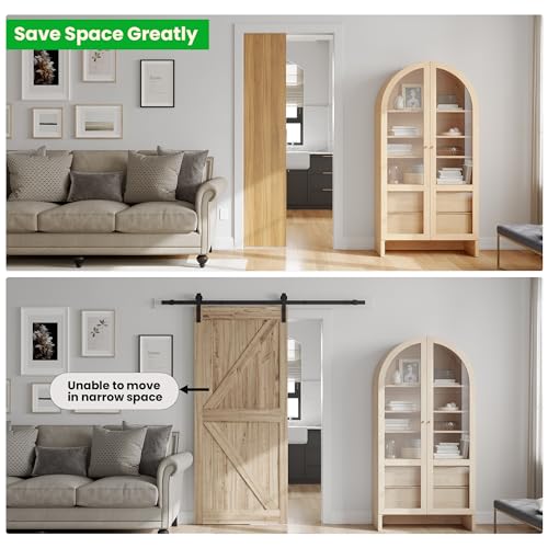 SMARTSTANDARD 36\"x 84\" Pocket Door Frame,Pocket Door Kit with 120LBS Two-Way Soft-Close Mechanism,Pocket Door Frame Kit for 24\'\' to 36\'\' Width Door,Durable Pocket Door Hardware