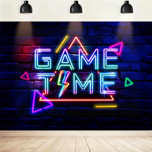Neon Gaming Backdrop Party Decorations Coloful Video Games Gamer Teen Boys
