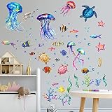 HUAJIE Ocean Fish Wall Decals, Under The Sea Wall Decals Sea Life Animals Wall Stickers Waterproof R