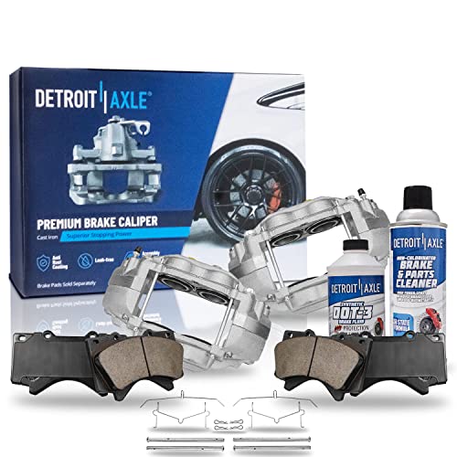Image of Detroit Axle - Front Brake Kit for Toyota 07-16 Tundra, 08-16 Sequoia, Disc | Brake Calipers Ceramic Brake Pads 2008 2009 2010 2011 2012 2013 2014 2015 2016 Replacement
