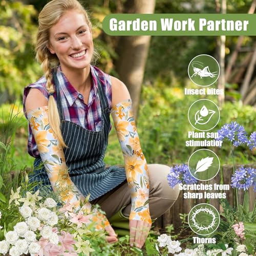 Image of Bebila Gardening Sleeves for Women Farm UV Sun Protection Anti-Scratch Cooling Sleeves with Thumb Hole Arms Cover Outdoors