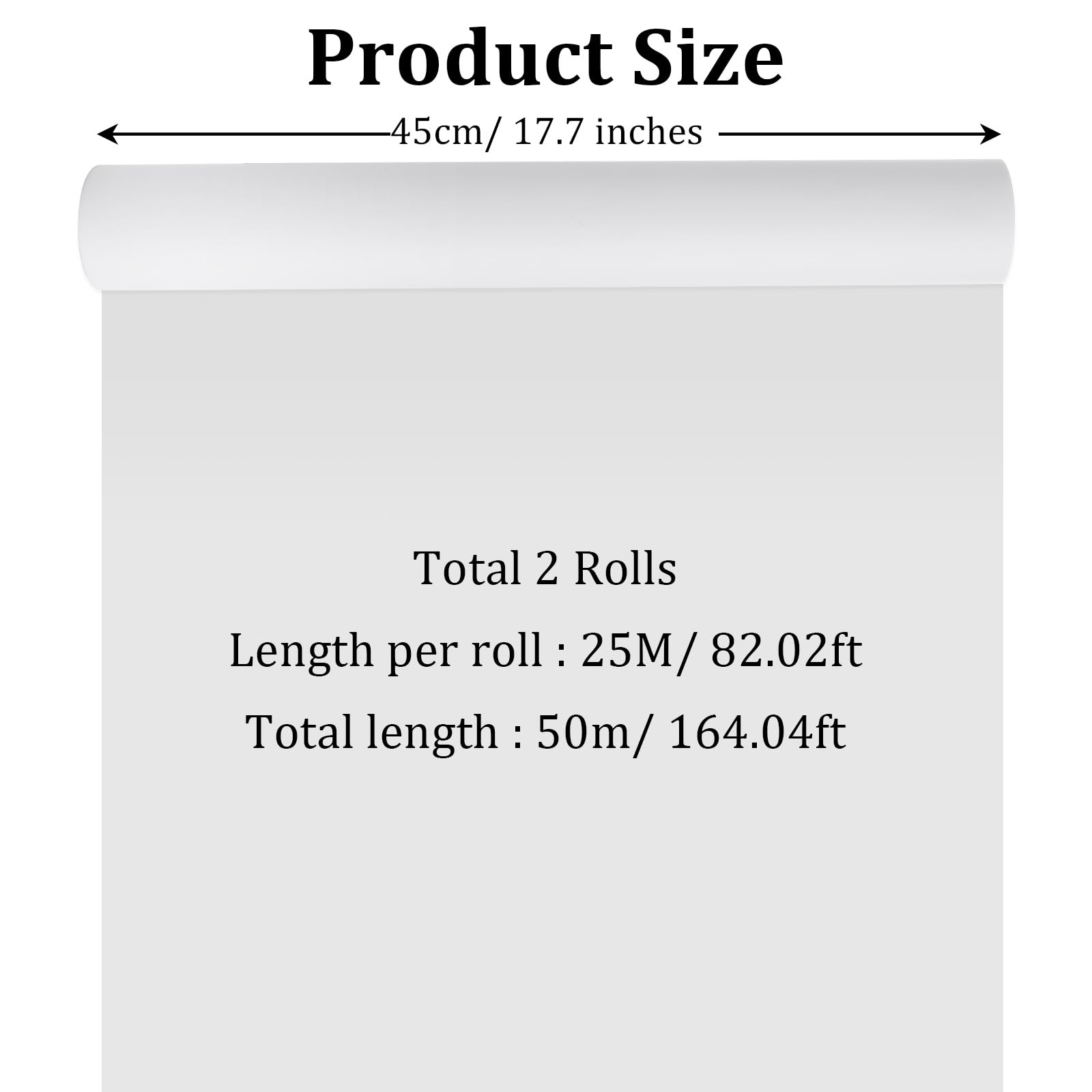 ASelected 2 Stück Zeichenpapier Rolle Weiß, 43cm x 25M Papierrolle Malen Kinder Papierrolle Zeichnen 70g/qm für Kleinkinder, Staffeleipapier, Flipchart, Wandkunst, Geschenkpapier