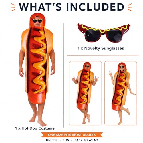 XehCaol Lot de 2 costumes de hot dog pour adulte avec lunettes de soleil de – vue 3