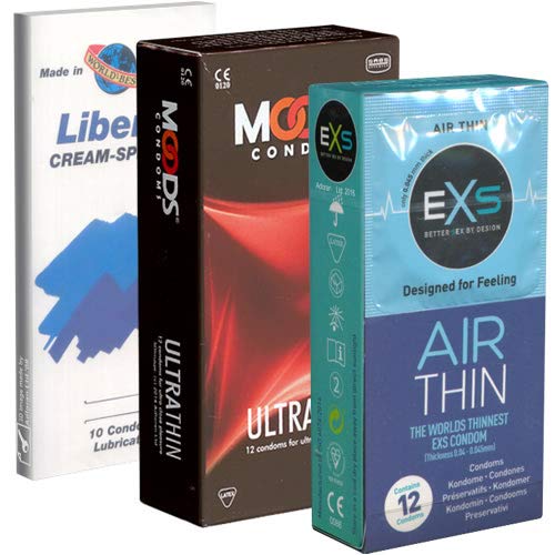 Der Kondomotheke® Feel&Thin Mix Nr.1 - 3 Schachteln gefühlsechte Kondome - Kondome, die nicht stören - hauchdünne Wandstärke für maximale Gefühlsintensivität, 34 Kondome Cover