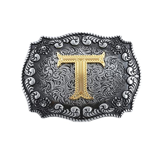 Image of HUABOLA CALYN Belt Buckle Men, Western Cowboy Rodeo Small Alphabet Letter ABCDMRJ to Z Initial Belt Buckles for Women