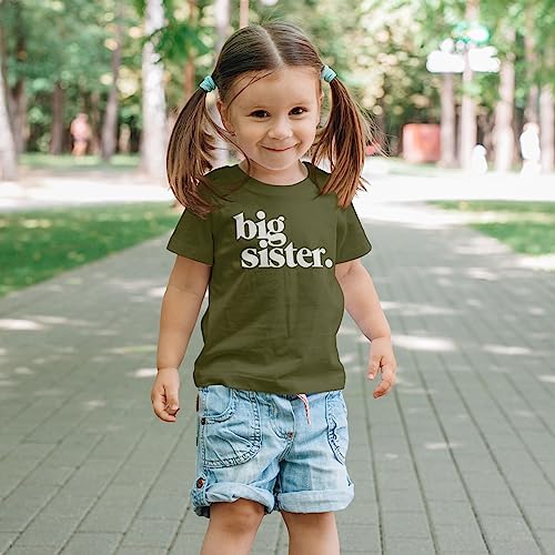 Image of Bold Big Sister Colorful Sibling Reveal Announcement T-Shirt for Baby and Toddler Girls Sibling Outfits