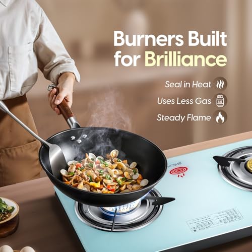 Image of 2 Burner Manual Gas Stove | BIS Certified | High Efficiency Brass Burners | Durable & Lightweight (white, 2 Burner Manual Gas Stove | Rust-Proof White Aluminium Body)