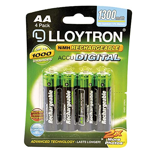 LLOYTRON NiMH Rechargeable AA Batteries 1300mAh 4 Pack - B012