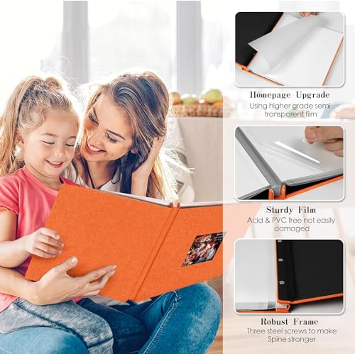Image of Amazon Brand - Umi Self Adhesive Photo Album Scrapbook Album 20 Sheets /40 Double Sided Pages DIY Photo Album For Family Portraits Wedding Anniversary Birthday Memory Book (Orange)