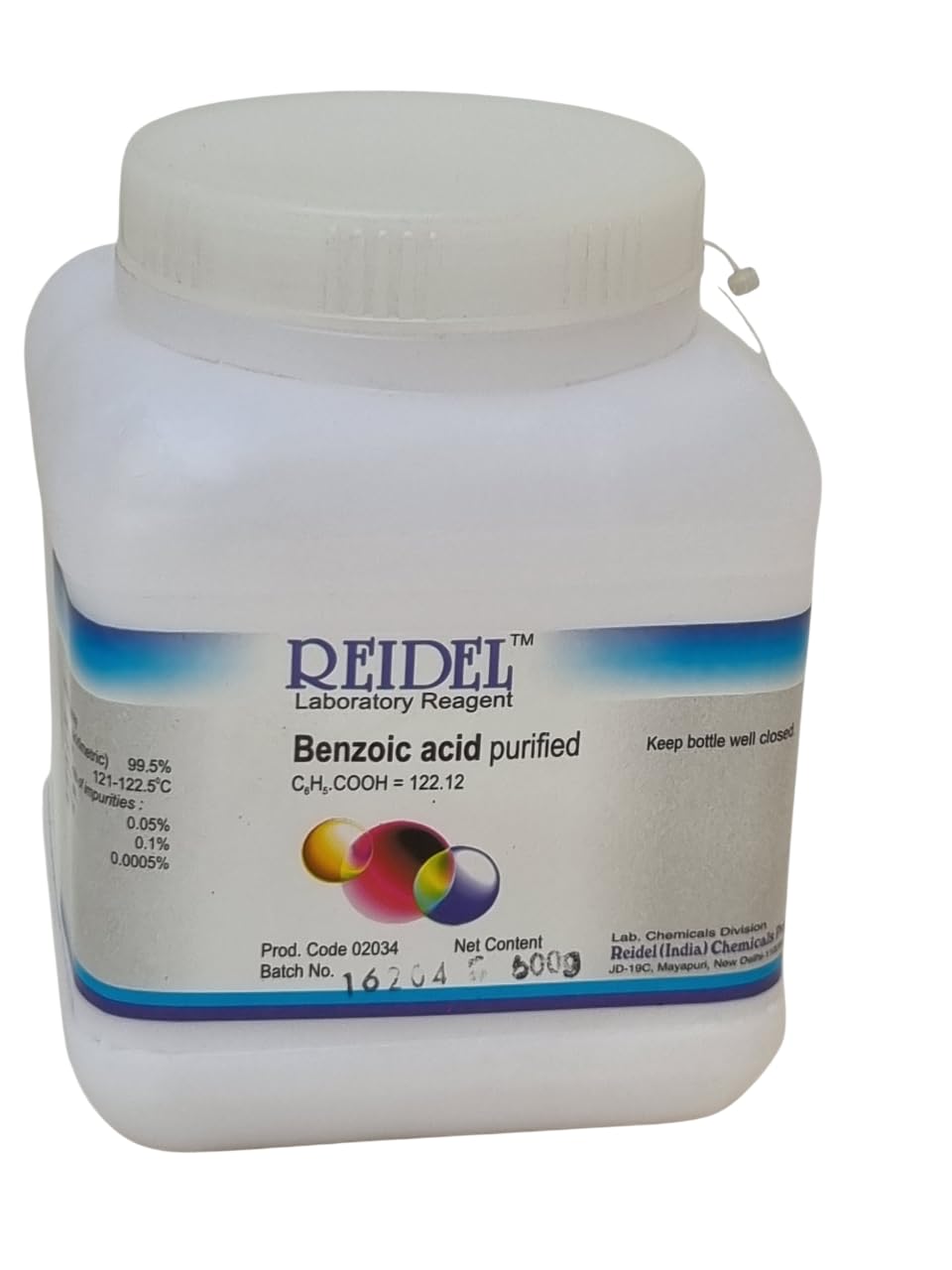 REIDEL Benzoic Acid Purified 99%, 500g, Laboratory Grade Chemical Reagent, White Crystalline Powder-picture-16