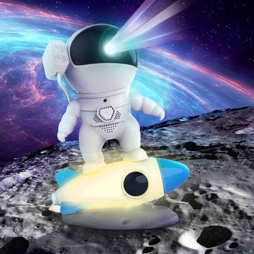 videojuegos-xbox, Video On Demand Astronauta proyector de estrellas en cohete, lámpara de proyector de astronauta con 12 proyecciones de estrellas reales, temporizador de 1 H/2 H, toque la luz...