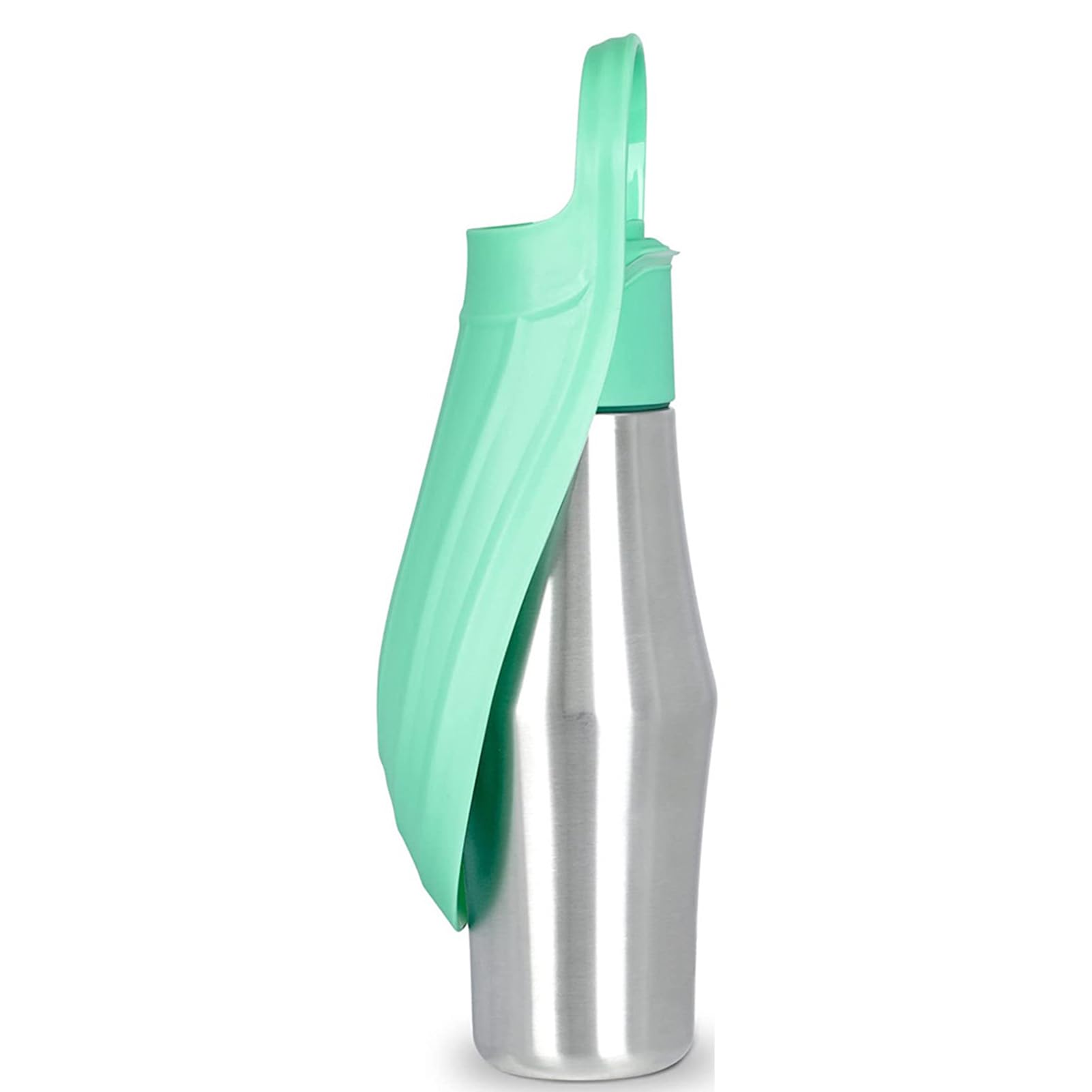 Borraccia portatile per cani, dispenser d'acqua per cani, in acciaio inox, tazza da viaggio per animali domestici, bottiglia d'acqua per esterni, ciotola pieghevole per cani (verde chiaro)