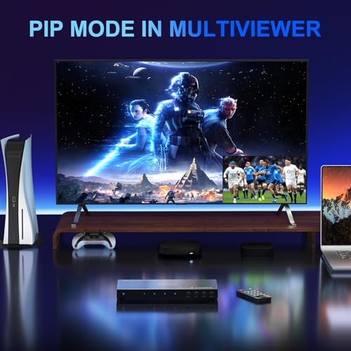 image for HDMI Multiviewer Switch 4x1 with PIP, PORTTA Quad Multi Viewer Seamles