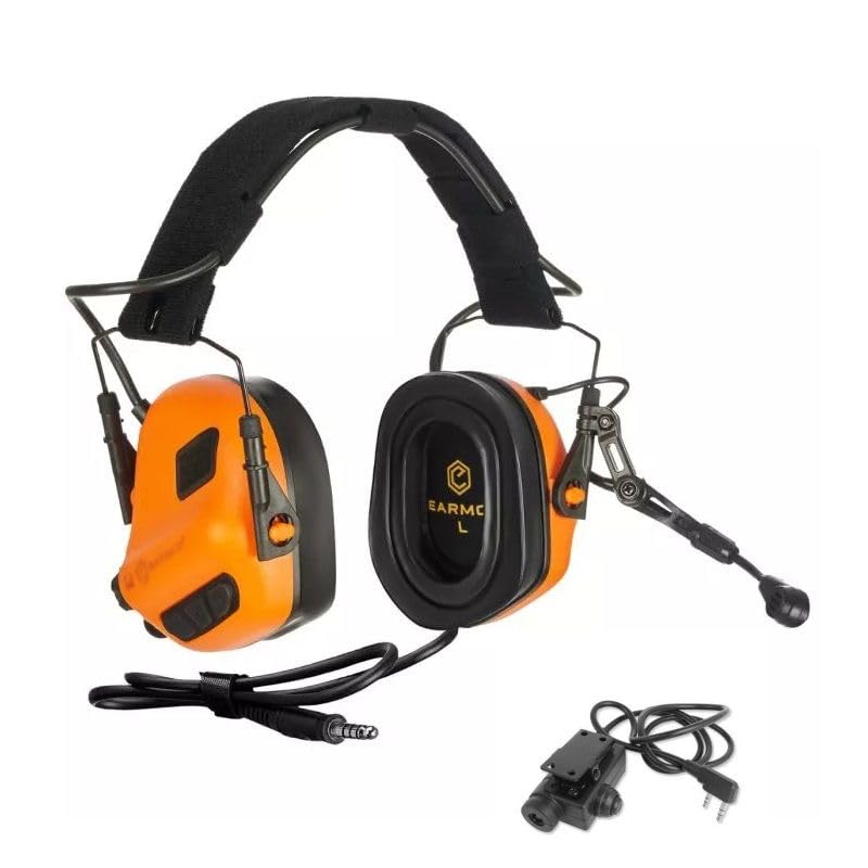 Genérico EARMOR M32 Mod 3 Auriculares de Protección Auditiva, Supresión de Ruido NRR22, con Micrófono, Naranja y Negro