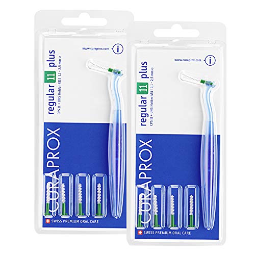 CURAPROX Interdentale borstels CPS regular 11 dubbelpak, 10 tussenruimten tussen de tanden plus 2 houders, voor open tussenruimtes tussen de tanden, set CPS regular 11 met houder UHS 451