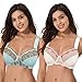Curve Muse Grande Taille Minimiseur Soutien-Gorge à Armatures avec Broderie de Dentelle - Paquet de 2-Brume Bleue, Rose Clair-100E
