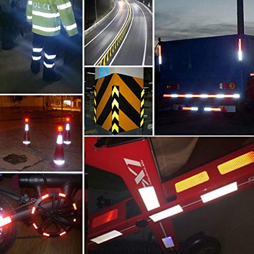 Kissral 3pcs Bande Reflechissante Autocollante 3 Mètres × 50 mm Bande Reflechissante Casque Motocyclettes Blanc/Rouge/Jaune, Bande Reflechissante Vélo Bande Autocollante Voiture pour Conduite de Nuit - Image 5