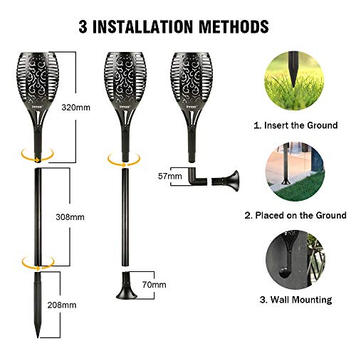 Innoo Tech Solar Torch Lights, 96 Led Waterproof Flickering Flames Torches Lights Outdoor, 3 Ways Installation Landscape Decoration Lighting, 4 Pack