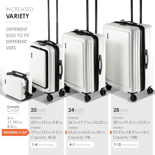 Image of Hard Shell Luggage Sets with Spinner Wheels 4 Piece, Expandable Large Suitcases with TSA Lock, Travel Large Suitcase Set, White Luggage Set
