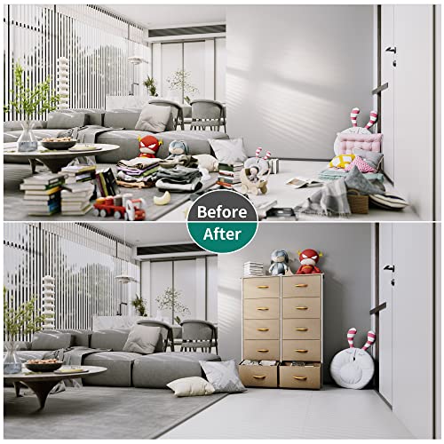 Yitahome Dresser With 10 Drawers - Tall Fabric Storage Tower For Bedroom, Living Room, Hallway, Closets & Nursery - Sturdy Steel Frame, Wooden Top & Easy Pull Fabric Bins #TOP5