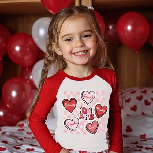 Mrocioa Toddler Girls Loved Heart Valentine's Festival Baby Girl VDAY Long Sleeve Birthday Shirt 1-7 Years2