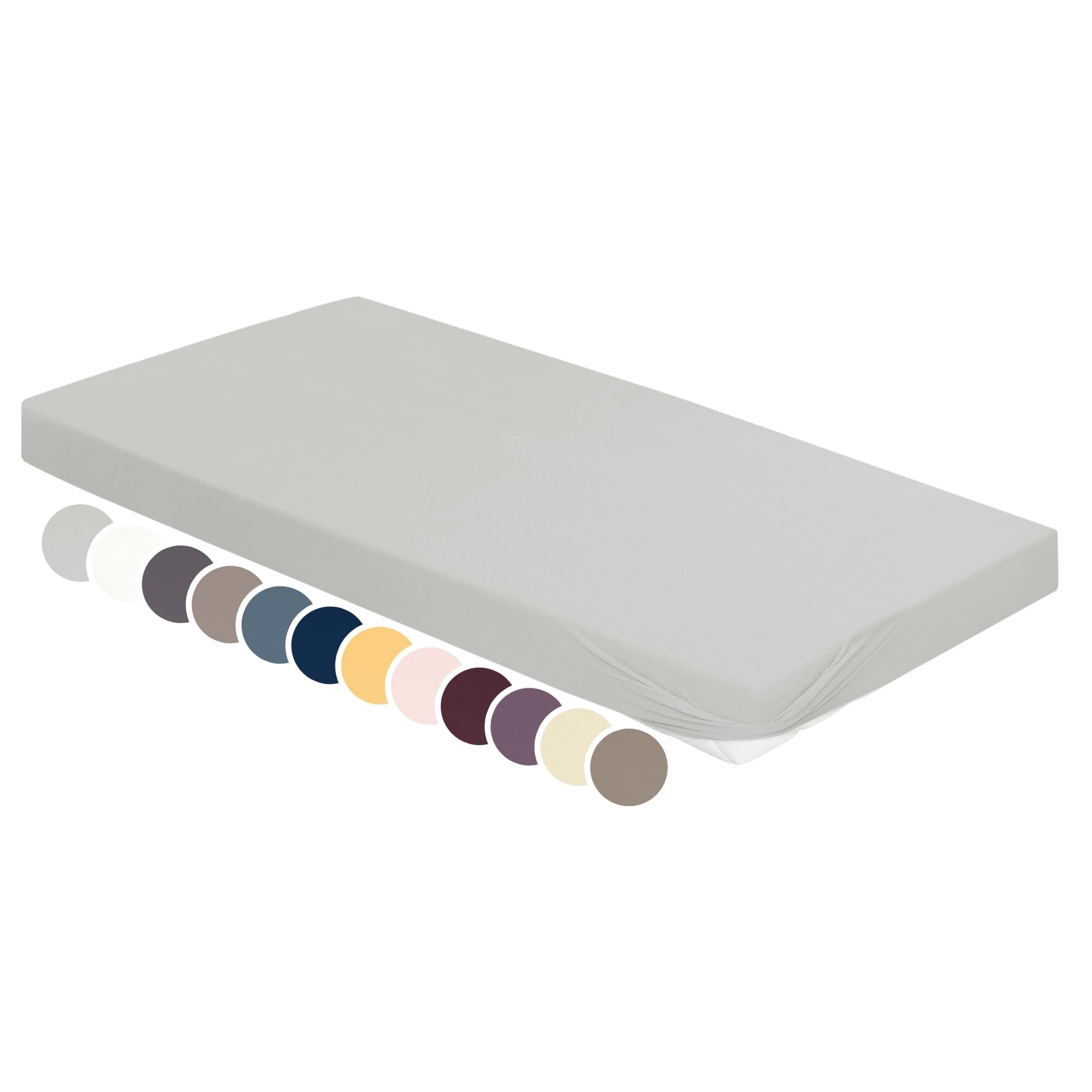liebling Jersey Elasthan Spannbetttuch 180 x 200-200 x 220 cm, Spannbettlaken aus 95% Baumwolle, 5% Elasthan für Matratzen bis 30 cm Höhe, Rundum Gummizug, Ökotex, waschbar 60 Grad, Silber