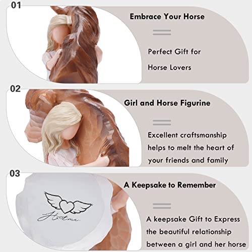 Baoplaykids Truly A Friend Horses And Guardian Angel Statues, Sculpted Hand-Painted Girl Embracing Horse Figurines, Horse Lover Gifts, Horse Loss Remembrance Gifts, Cowgirls Gifts, Birthday Christmas Horse Stuff thumb #3