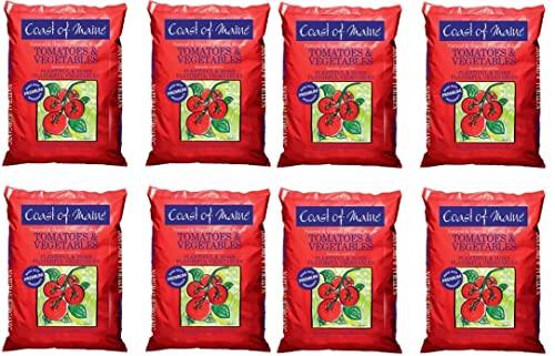 Coast of Maine Listed Tomato and Vegetable Plant Potting Soil Compost Blend for Container Gardens and Flower Pots, 20 Quart Bag (8 Pack)